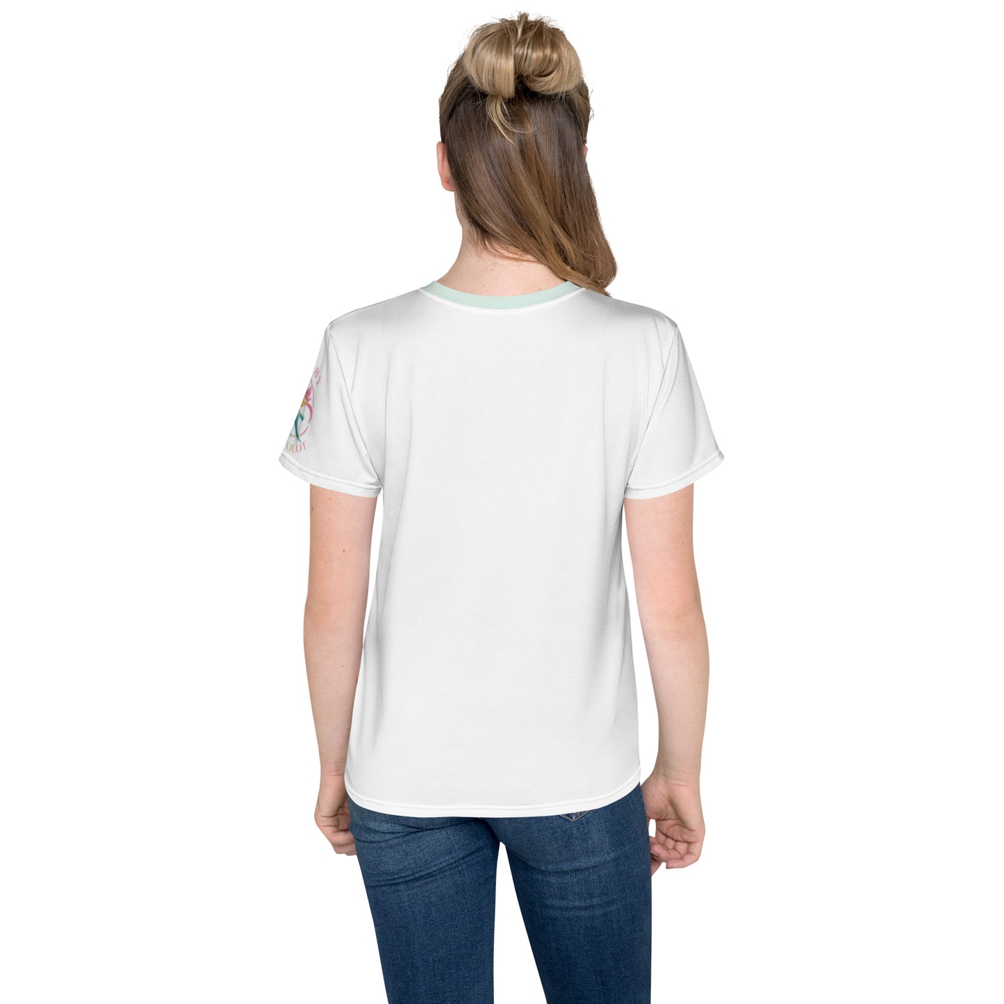 "SuperAxis" T-shirt för barn/ungdom 8-18 år, med helt tryck på framsidan samt rundad hals, vit rygg och ärm.