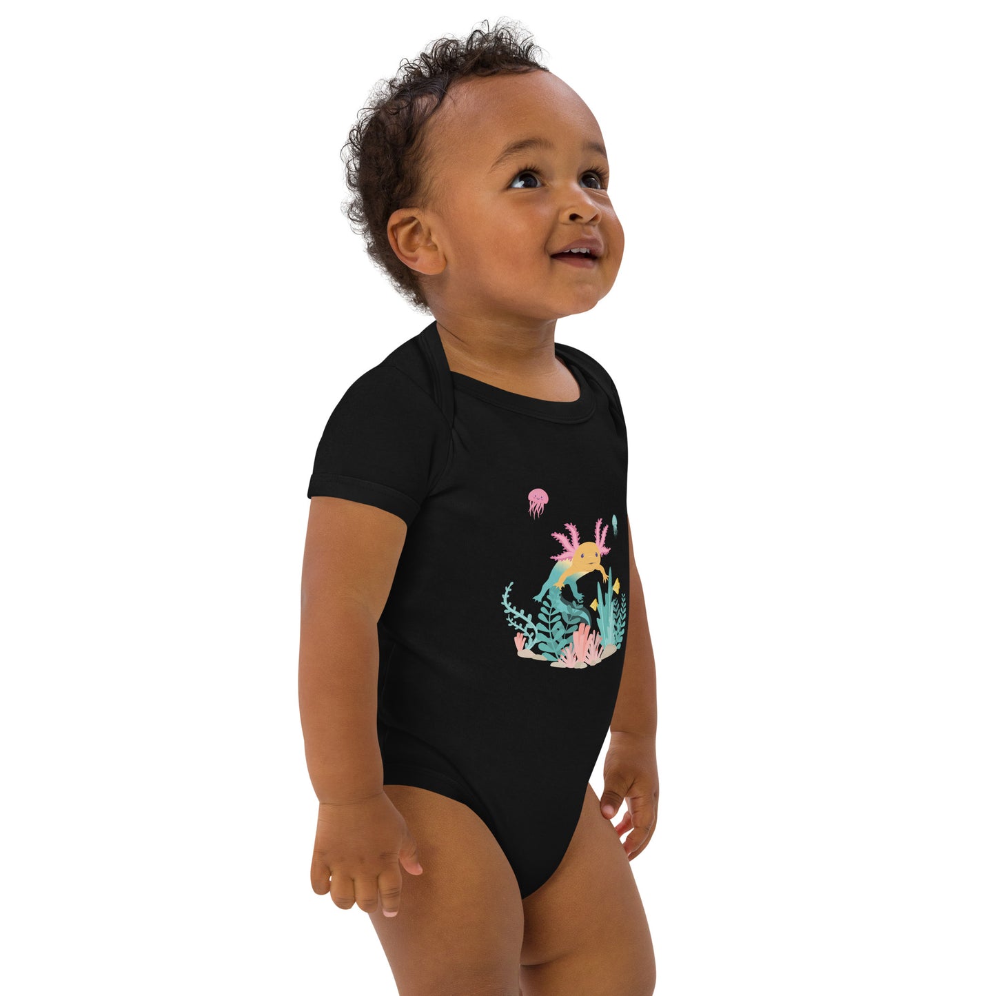 Unisex babybody i ekologisk bomull med Axis & Friends tryck. Flera färger och storlekar.