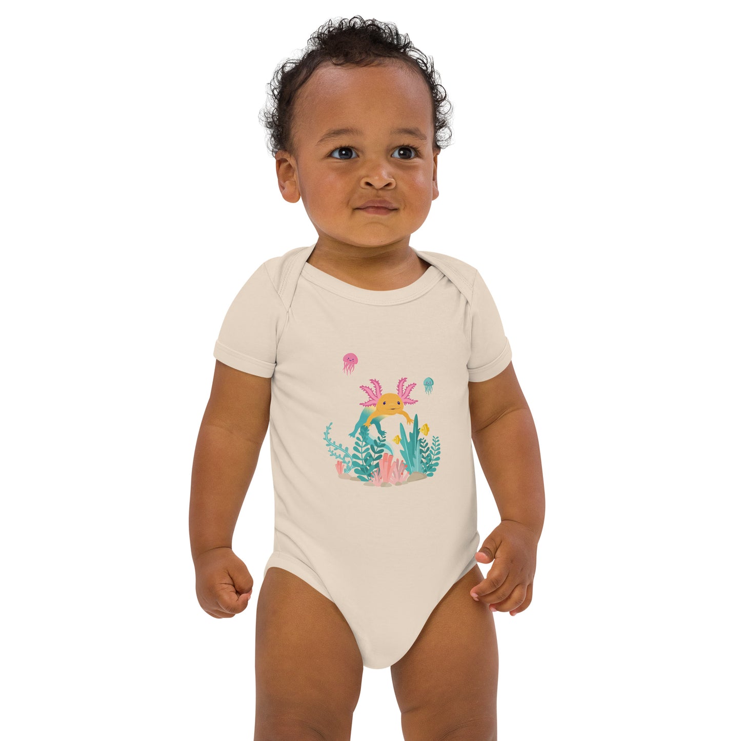 Unisex babybody i ekologisk bomull med Axis & Friends tryck. Flera färger och storlekar.