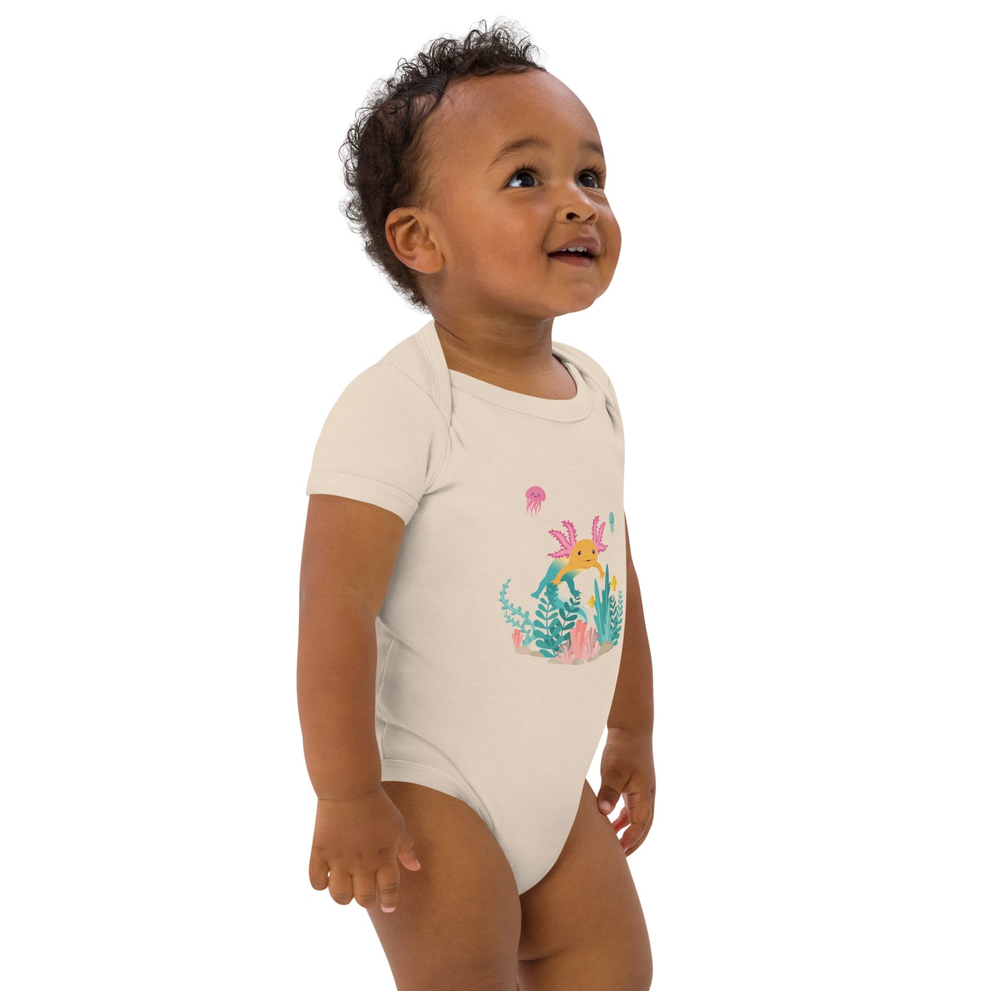 Unisex babybody i ekologisk bomull med Axis & Friends tryck. Flera färger och storlekar.