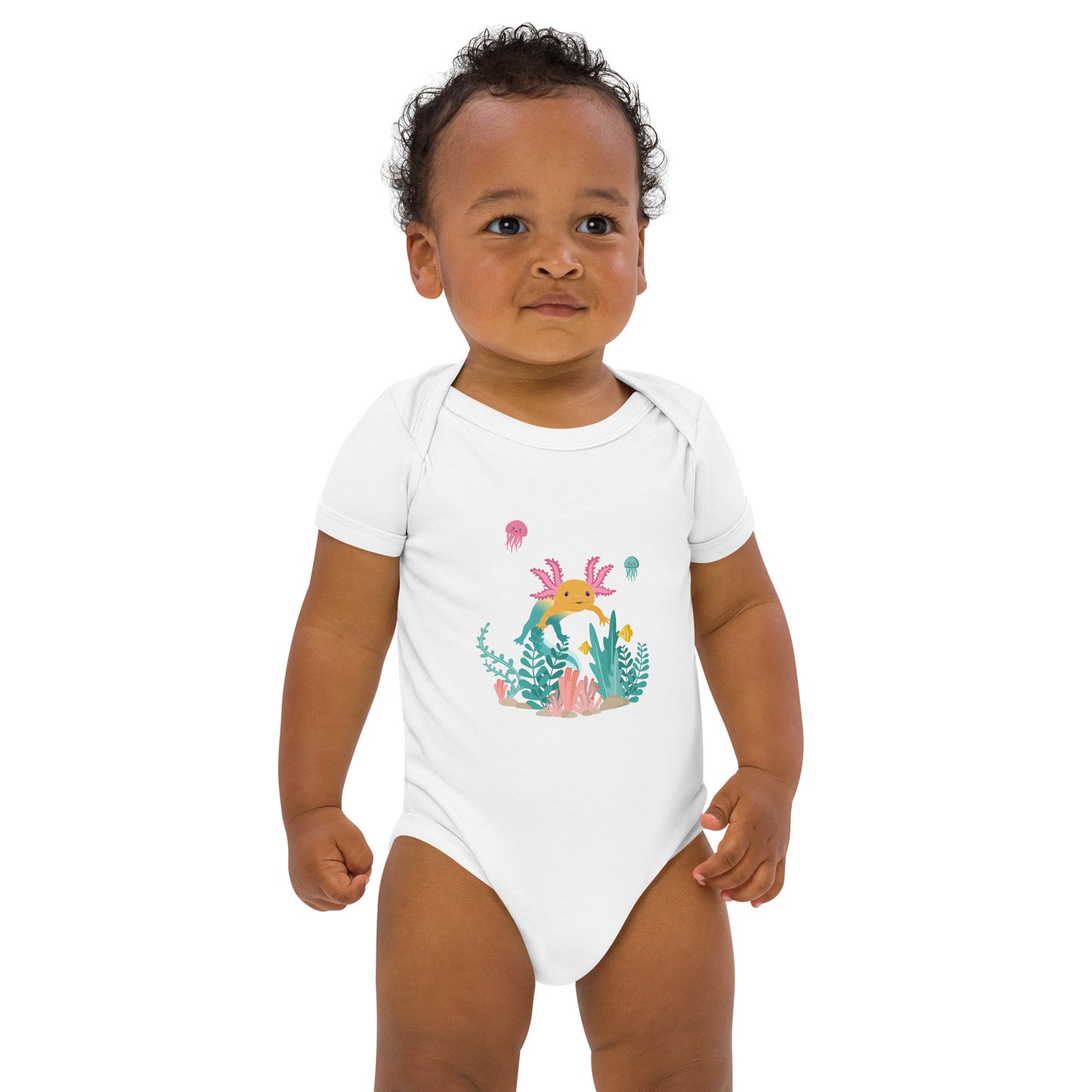 Unisex babybody i ekologisk bomull med Axis & Friends tryck. Flera färger och storlekar.