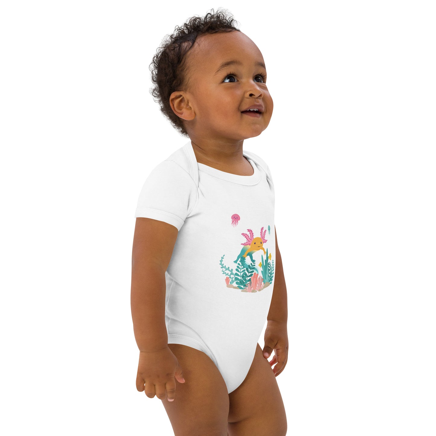 Unisex babybody i ekologisk bomull med Axis & Friends tryck. Flera färger och storlekar.