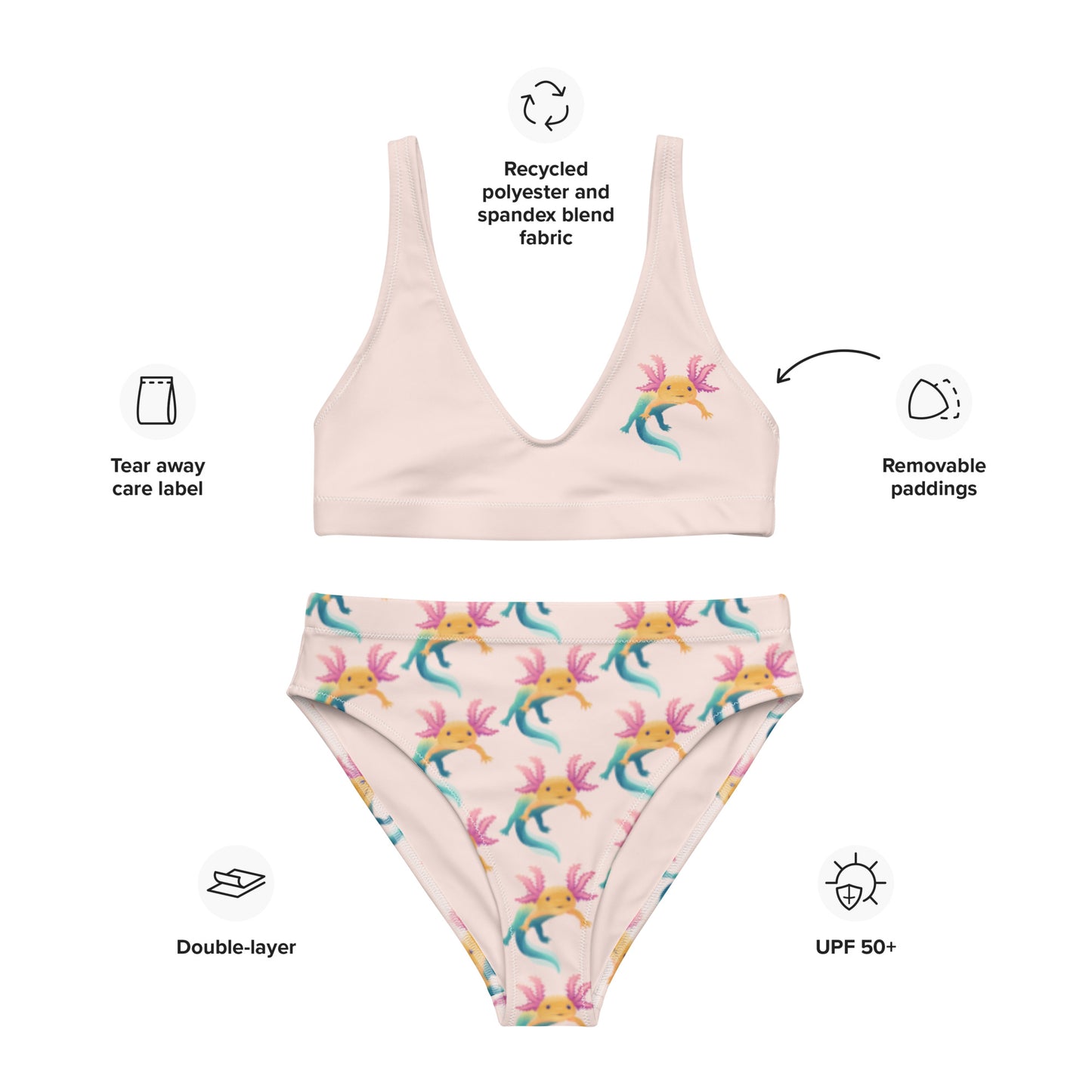 Bikini Axis, med hög midja i återvunnet material - dam och ungdom, ljusrosa - Axis By Eventolot